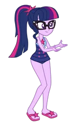 Size: 880x1557 | Tagged: safe, artist:gmaplay, derpibooru import, sci-twi, twilight sparkle, equestria girls, equestria girls series, forgotten friendship, clothes, one-piece swimsuit, sci-twi swimsuit, simple background, sleeveless, solo, swimsuit, transparent background, vector