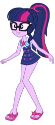 Size: 936x2100 | Tagged: safe, artist:gmaplay, derpibooru import, sci-twi, twilight sparkle, equestria girls, equestria girls series, forgotten friendship, clothes, one-piece swimsuit, sci-twi swimsuit, simple background, sleeveless, solo, swimsuit, transparent background, vector