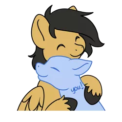 Size: 512x512 | Tagged: safe, artist:helicityponi, derpibooru import, oc, oc:crisom chin, pegasus, happy, hug, simple background, telegram sticker, transparent background, unshorn fetlocks