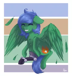 Size: 3100x3270 | Tagged: safe, artist:inlaru, derpibooru import, oc, unofficial characters only, pegasus, pony, amputee, chibi, digital art, happy, pegasus oc, prize, prosthetic leg, prosthetic limb, prosthetics, raffle, simple background, solo, speedpaint, wings