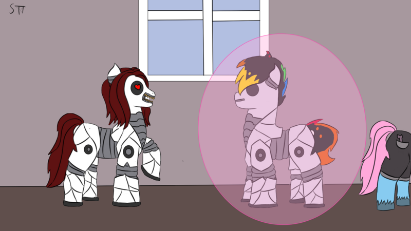 Size: 1280x720 | Tagged: safe, artist:schumette14, derpibooru import, oc, pony, robot, robot pony, heart eyes, wingding eyes