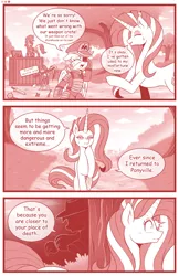 Size: 800x1236 | Tagged: safe, artist:vavacung, derpibooru import, rarity, gryphon, kirin, pegasus, unicorn, comic:chaos future, comic, female, i just don't know what went wrong, implied applejack, lightmare rarity, weapon