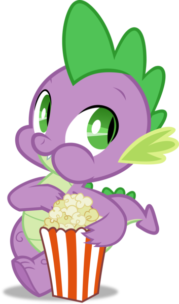 Size: 3530x6000 | Tagged: artist:frownfactory, derpibooru import, dragon, eating, food, male, popcorn, safe, simple background, solo, spike, the cutie pox, transparent background, vector
