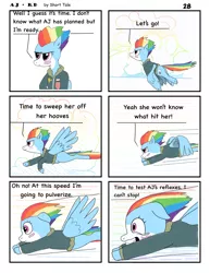 Size: 2550x3300 | Tagged: safe, artist:short tale, derpibooru import, applejack, rainbow dash, pegasus, pony, comic:aj+rd, the last problem, appledash, comedy, comic, comic strip, date, digital art, excited, fast, female, flying, lesbian, nervous, romance, shipping, talking to herself, teary eyes, too fast, wind, windswept mane