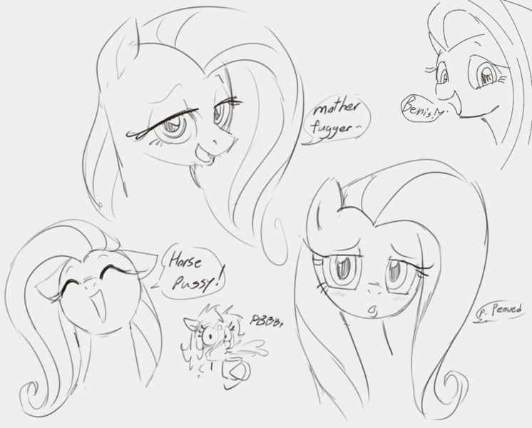 Size: 1023x823 | Tagged: artist:dotkwa, benis, derpibooru import, fluttershy, horse pussy, monochrome, sketch, spit take, suggestive, twilight sparkle, vulgar