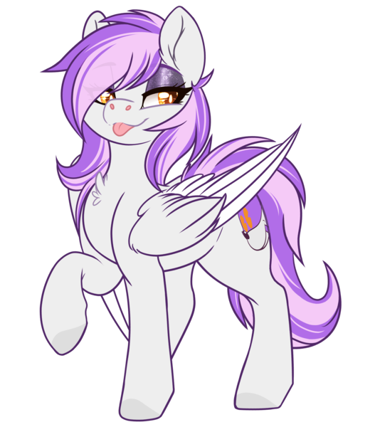 Size: 2454x2756 | Tagged: safe, artist:red_moonwolf, derpibooru import, oc, oc:mewio, pegasus, derpibooru community collaboration, 2021 community collab, :p, eyeshadow, makeup, raised hoof, simple background, tongue out, transparent background