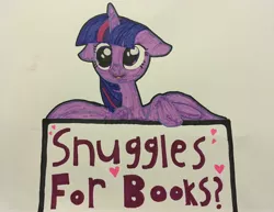 Size: 3811x2936 | Tagged: safe, artist:magicnova, derpibooru import, twilight sparkle, twilight sparkle (alicorn), alicorn, pony, adorkable, book, bookhorse, bronybait, cute, dork, female, floppy ears, looking at you, mare, snuggles?, solo, that pony sure does love books, traditional art, twiabetes
