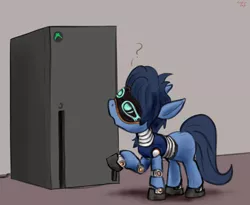 Size: 4400x3600 | Tagged: safe, artist:littlenaughtypony, derpibooru import, oc, oc:fridge, pony, robot, robot pony, question mark, refrigerator, xbox, xbox series x