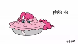 Size: 1200x675 | Tagged: safe, artist:pony-berserker, derpibooru import, pinkie pie, ponified, object pony, original species, pony, food, inanimate tf, literal, objectification, pie, pinkie pie (form), pony-berserker's twitter sketches, pun, transformation, visual pun