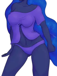 Size: 1800x2400 | Tagged: suggestive, artist:tunrae, derpibooru import, princess luna, alicorn, anthro, breasts, busty princess luna, clothes, faceless female, female, hidden face, image, nightwear, offscreen character, panties, png, sexy, simple background, solo, transparent background, underwear