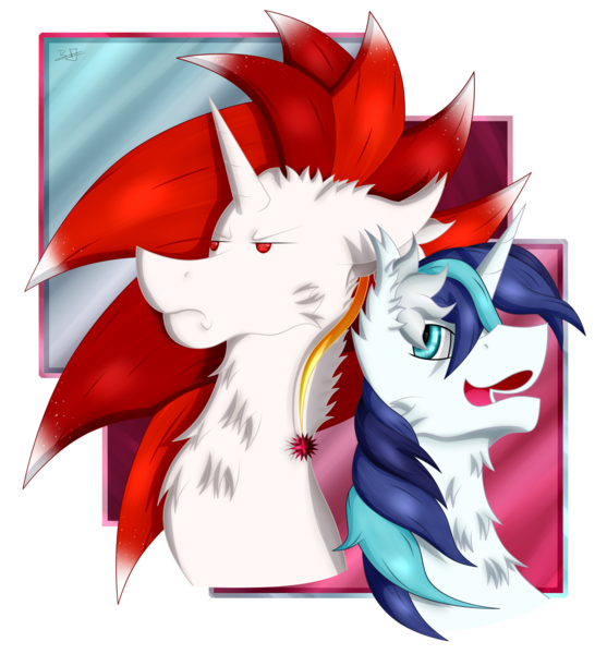 Size: 2329x2510 | Tagged: safe, artist:thebenalpha, derpibooru import, shining armor, oc, oc:ryoku memori, alicorn, unicorn, alicorn oc, brother and sister, chest fluff, ear fluff, ear piercing, earring, female, horn, jewelry, male, piercing, siblings, simple background, transparent background, wings