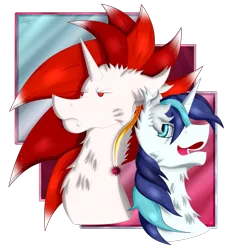Size: 2329x2510 | Tagged: safe, artist:thebenalpha, derpibooru import, shining armor, oc, oc:ryoku memori, alicorn, unicorn, alicorn oc, brother and sister, chest fluff, ear fluff, ear piercing, earring, female, horn, jewelry, male, piercing, siblings, simple background, transparent background, wings