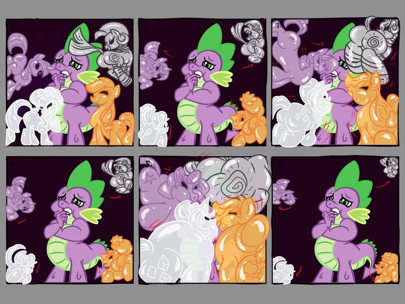 Size: 4800x3600 | Tagged: safe, artist:pinkelephantfetish, derpibooru import, applejack, rarity, spike, twilight sparkle, zecora, dragon, earth pony, inflatable pony, pony, unicorn, zebra, blowing, bubble, bust, clothes, comic, deflating, disney, drunk, dumbo, fetish, hallucination, inflatable, inflating, inflation, march, parade, parody, pink elephants on parade, purple, see-through, sequence, shiny, surreal, tipsy, unicorn twilight