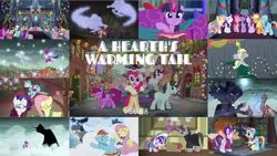 Size: 1972x1110 | Tagged: safe, derpibooru import, edit, edited screencap, editor:quoterific, screencap, aloe, amethyst star, apple bloom, applejack, berry punch, berryshine, big macintosh, blossomforth, bon bon, bulk biceps, button mash, carrot cake, cheerilee, cookie crumbles, cup cake, daisy, derpy hooves, diamond tiara, dinky hooves, doctor whooves, featherweight, flower wishes, flutterholly, fluttershy, granny smith, helia, hondo flanks, lily, lily valley, lotus blossom, lyra heartstrings, merry, neon lights, pinkie pie, pipsqueak, pound cake, princess luna, professor flintheart, pumpkin cake, rainbow blaze, rainbow dash, rarity, rising star, roseluck, ruby pinch, rumble, scootaloo, silver spoon, snails, snips, snowdash, snowfall frost, spike, spirit of hearth's warming past, spirit of hearth's warming presents, spirit of hearth's warming yet to come, starlight glimmer, sweetie belle, sweetie drops, thunderlane, time turner, truffle shuffle, twilight sparkle, twilight sparkle (alicorn), twist, written script, alicorn, pony, windigo, a hearth's warming tail, book, female, filly, filly starlight glimmer, mane seven, mane six, snow, snowfall, twilight's castle, winter, younger