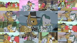 Size: 1954x1100 | Tagged: big macintosh, cloudy quartz, derpibooru import, edit, edited screencap, editor:quoterific, female, granny smith, hearthbreakers, igneous rock pie, limestone pie, male, marble pie, maud pie, pinkie pie, quartzrock, rock solid friendship, safe, screencap, shipping, straight, the cutie mark chronicles