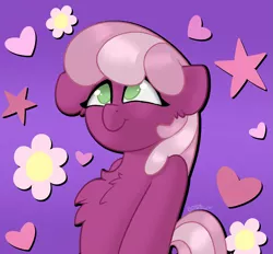 Size: 1747x1623 | Tagged: safe, artist:llametsul, derpibooru import, cheerilee, earth pony, pony, bust, cheeribetes, chest fluff, colored pupils, cute, female, flower, heart, looking up, mare, simple background, smiling, solo, stars