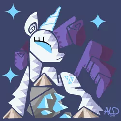 Size: 4000x4000 | Tagged: safe, artist:aaron lewis davidson, derpibooru import, rarity, gem, horn, minimalist, modern art, monster hunter, monster hunter world, rock