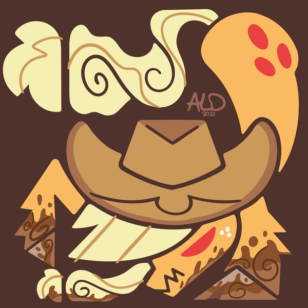 Size: 4000x4000 | Tagged: applejack, artist:aaron lewis davidson, cowboy hat, derpibooru import, hat, minimalist, modern art, monster hunter, monster hunter world, mud, safe, stetson