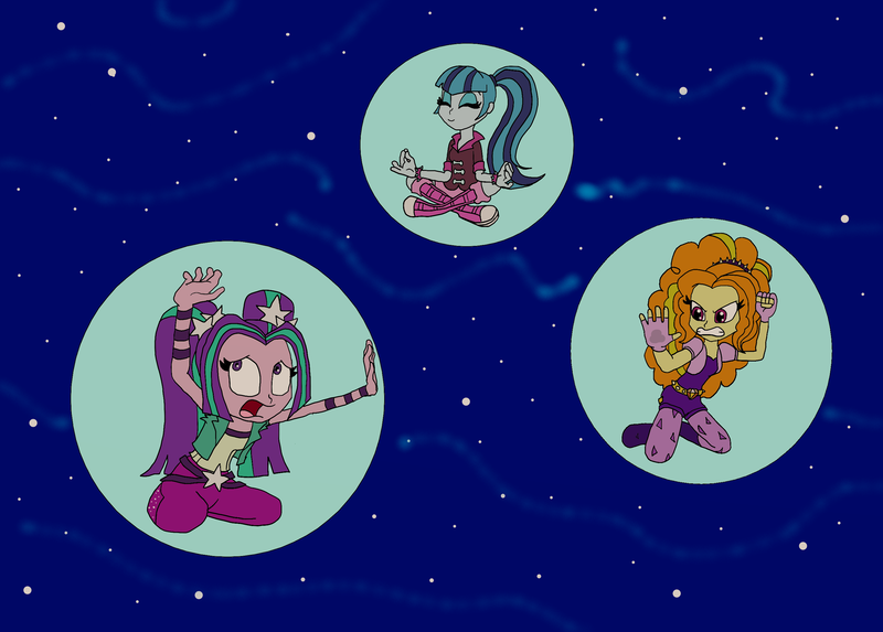 Size: 2776x1987 | Tagged: safe, artist:bugssonicx, derpibooru import, adagio dazzle, aria blaze, sonata dusk, equestria girls, in bubble, the dazzlings