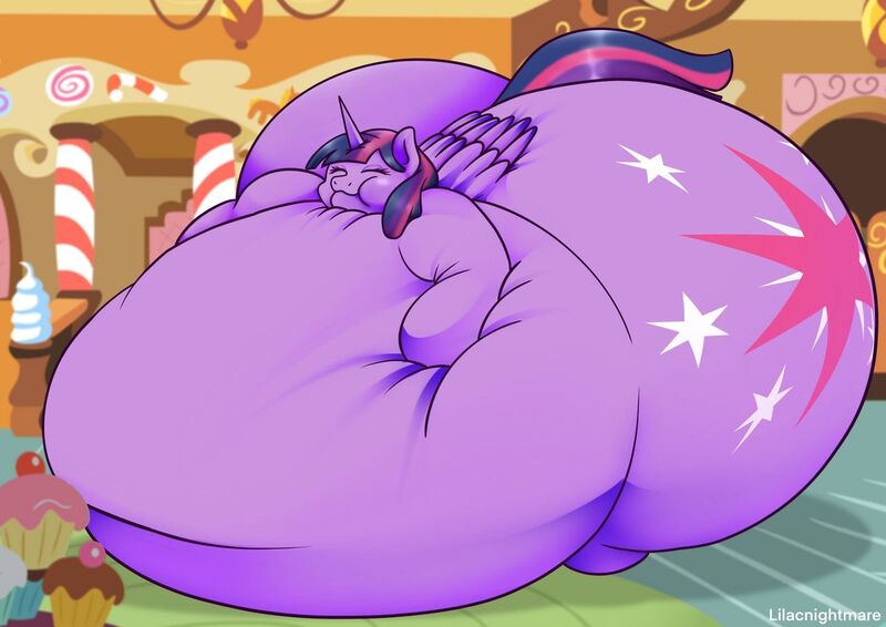 Size: 1280x905 | Tagged: questionable, artist:fallenandscattered, derpibooru import, twilight sparkle, twilight sparkle (alicorn), alicorn, belly, big belly, bingo wings, butt, eyes closed, fat, huge belly, huge butt, immobile, impossibly obese, large butt, morbidly obese, obese, twilard sparkle, weight gain