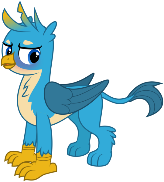 Size: 1116x1239 | Tagged: safe, artist:byteslice, derpibooru import, gallus, gryphon, beak, blushing, folded wings, male, open beak, open mouth, simple background, standing, svg, .svg available, transparent background, vector, wings