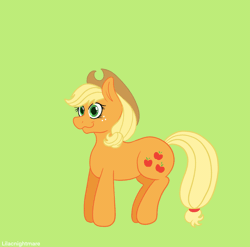 Size: 2233x2205 | Tagged: safe, artist:fallenandscattered, derpibooru import, part of a set, applejack, earth pony, pony, too many pinkie pies, animated, appleblimp, blimp, body inflation, gif, gift art, inflation