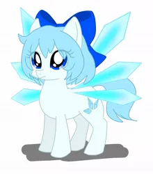 Size: 949x1080 | Tagged: safe, artist:namaenonaipony, derpibooru import, ponified, fairy, fairy pony, original species, pony, bow, cirno, crossover, cute, female, mare, touhou