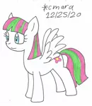 Size: 854x982 | Tagged: safe, artist:cmara, derpibooru import, blossomforth, pegasus, pony, female, mare, simple background, solo, traditional art, white background