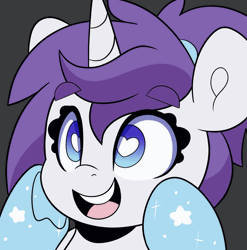 Size: 988x1000 | Tagged: safe, artist:partylikeanartist, derpibooru import, oc, oc:indigo wire, pony, unicorn, adorable face, animated, blinking, cute, emoji, eyebrows, eyebrows visible through hair, gif, gradient hooves, ponytail, pulsating, solo, wingding eyes