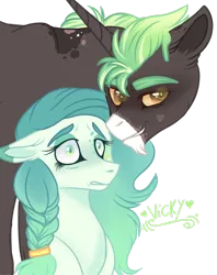 Size: 1920x2420 | Tagged: safe, artist:nightingalewolfie, derpibooru import, oc, oc:aaron limestone, oc:precious prentiss, unofficial characters only, earth pony, pony, unicorn, female, male, mare, simple background, stallion, transparent background
