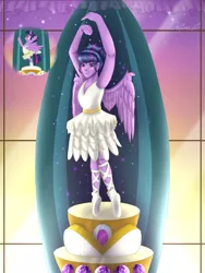 Size: 768x1024 | Tagged: safe, artist:delfinaluther, derpibooru import, twilight sparkle, twilight sparkle (alicorn), alicorn, human, pony, a royal problem, ballerina, clothes, humanized, pony coloring, solo, tutu, twilarina, winged humanization, wings