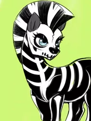 Size: 1200x1600 | Tagged: safe, artist:noupie, derpibooru import, oc, zebra, clothes, costume, green background, simple background, skeleton costume, solo, zebra oc