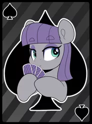 Size: 3037x4093 | Tagged: safe, artist:partylikeanartist, derpibooru import, maud pie, earth pony, pony, ace of spades, bust, card game, eyebrows, eyebrows visible through hair, female, mare, poker, poker face, portrait, solo, spades