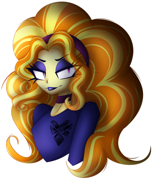 Size: 1763x2062 | Tagged: safe, artist:mywasasi, derpibooru import, adagio dazzle, equestria girls, bust, choker, eyeshadow, hairband, lipstick, looking at you, makeup, simple background, solo, transparent background