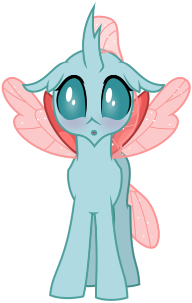 Size: 486x765 | Tagged: safe, artist:byteslice, derpibooru import, ocellus, changedling, changeling, blushing, female, open mouth, simple background, spread wings, standing, svg, .svg available, transparent background, vector, wings