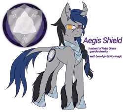 Size: 1371x1258 | Tagged: safe, artist:denali, derpibooru import, oc, oc:aegis shield, original species, pony, braid, curved horn, heterochromia, horn, male, simple background, solo, transparent background, winter unicorn species