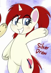 Size: 1865x2679 | Tagged: safe, artist:an-tonio, derpibooru import, edit, oc, oc:golden brooch, oc:silver draw, pony, unicorn, my little pony: pony life, bipedal, cropped, cute, freckles, image, jpeg, looking at you, smiling, waving