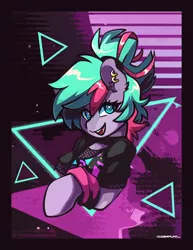 Size: 2318x3000 | Tagged: safe, artist:ciderpunk, derpibooru import, oc, clothes, commission, retrowave, synthwave