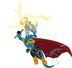 Size: 1280x1206 | Tagged: safe, artist:mlp-trailgrazer, derpibooru import, oc, oc:cosmo, dragon, beta ray bill, clothes, cosplay, costume, male, mallet, simple background, solo, transparent background