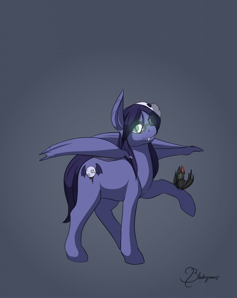 Size: 1018x1280 | Tagged: safe, artist:blueberrysnow, derpibooru import, oc, oc:opal, unofficial characters only, bat, bat pony, pony, bat pony oc, bat wings, cutie mark, digital art, fangs, glasses, glowing eyes, hooves, human to pony, looking at you, magic, male to female, mask, rule 63, simple background, spread wings, transformation, transformation sequence, transformed, transgender transformation, wings