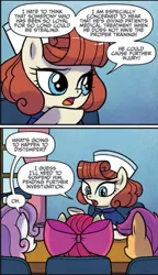 Size: 661x1151 | Tagged: safe, artist:agnesgarbowska, derpibooru import, idw, apple bloom, nurse neightingale, nurse redheart, scootaloo, sweetie belle, earth pony, pegasus, pony, unicorn, ponyville mysteries, spoiler:comic, spoiler:comicponyvillemysteries1, cutie mark crusaders, female, filly, male, mare, nurse