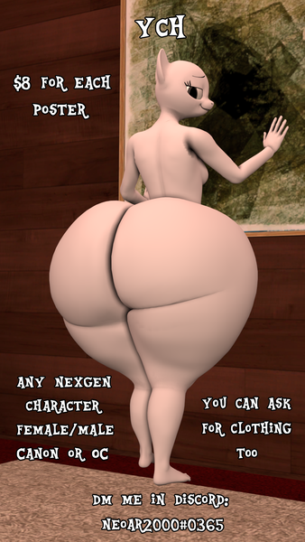 Size: 1080x1920 | Tagged: questionable, artist:neoar2000, derpibooru import, anthro, plantigrade anthro, 3d, advertisement, breasts, butt, commission, commission info, female, huge butt, large butt, nexgen, nudity, sideboob, source filmmaker, your character here