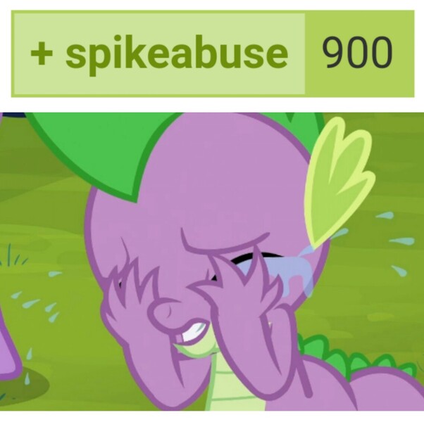 Size: 1137x1134 | Tagged: abuse, covering, covering eyes, crying, derpibooru, derpibooru import, dragon, edit, edited screencap, eyes closed, go to sleep garble, meta, milestone, op is a duck, safe, screencap, shitposting, spike, spikeabuse, tags