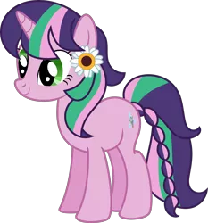 Size: 6782x7268 | Tagged: safe, artist:digimonlover101, derpibooru import, oc, oc:falling star, pony, unicorn, absurd resolution, female, flower, flower in hair, mare, offspring, parent:timber spruce, parent:twilight sparkle, parents:timbertwi, simple background, solo, transparent background