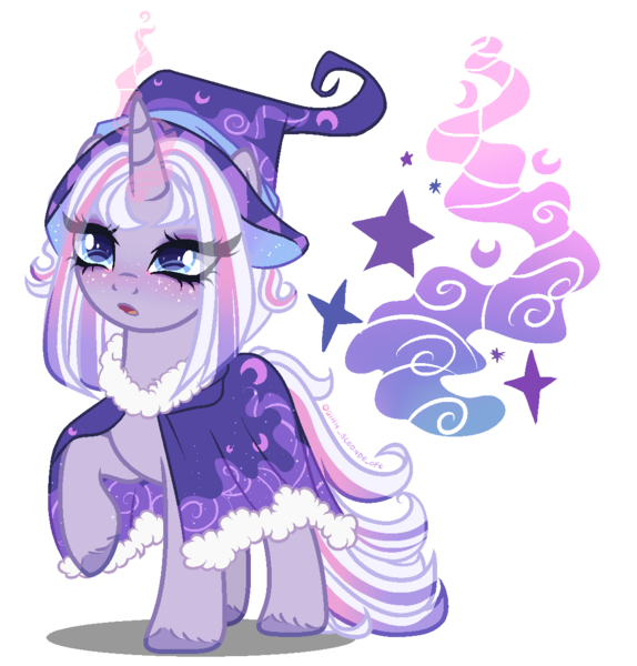 Size: 1100x1150 | Tagged: safe, artist:gihhbloonde, derpibooru import, pony, unicorn, female, hat, mare, offspring, parent:star swirl the bearded, parent:twilight sparkle, parents:twiswirl, simple background, solo, transparent background, witch hat