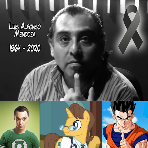 Size: 720x720 | Tagged: derpibooru import, doctor horse, doctor stable, dragon ball, dragon ball super, dragon ball z, gohan, green lantern, human, irl, irl human, jim parsons, latin american, luis alfonso mendoza, photo, rest in peace, safe, screencap, sheldon cooper, voice actor