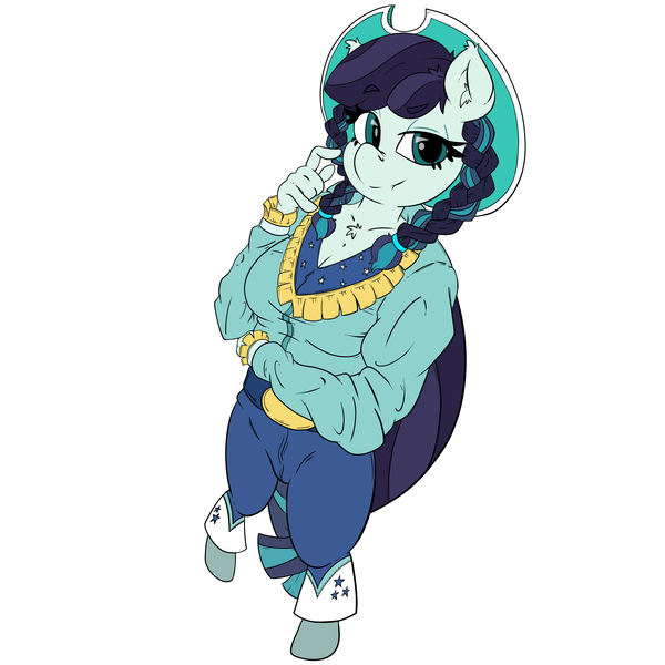 Size: 3000x3000 | Tagged: safe, artist:peachykireen, derpibooru import, coloratura, anthro, earth pony, braid, colored, countess coloratura, cowgirl, cowgirl outfit, digital art, hat, rara, simple background, solo, white background