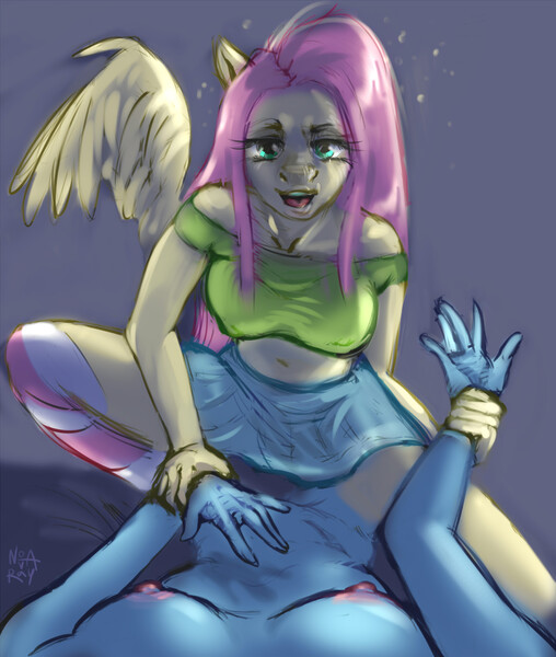 Size: 1900x2245 | Tagged: questionable, artist:novaray, derpibooru import, fluttershy, rainbow dash, anthro, bedroom eyes, blushing, breasts, busty rainbow dash, clothes, erect nipples, female, female pov, flutterpred, imminent vore, kitchen eyes, lidded eyes, mawshot, nipple outline, nipples, nudity, offscreen character, on top, open mouth, oral invitation, pov, preydash, salivating, slimy, socks, straddling, strategically covered, striped socks, taste buds, tongue out, unwilling prey, vore, wingding eyes