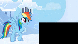 Size: 1280x720 | Tagged: safe, artist:luckreza8, derpibooru import, fifteen.ai, rainbow dash, pegasus, pony, animated, female, let's go, mare, meme, solo, spongebob squarepants, webm