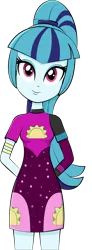 Size: 1730x4710 | Tagged: safe, artist:diilaycc, derpibooru import, sonata dusk, equestria girls, female, looking at you, simple background, solo, taco dress, transparent background